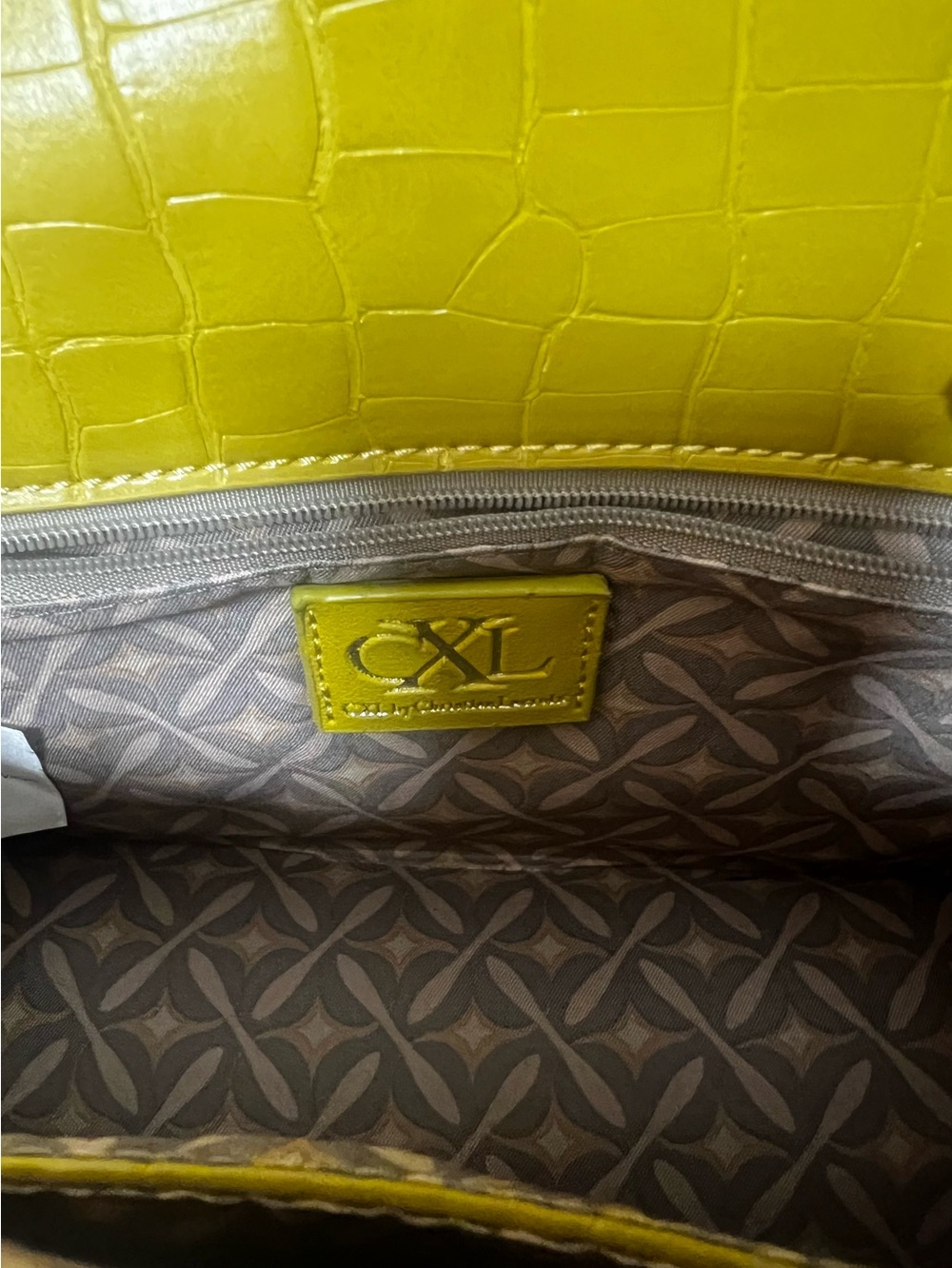 Christian Lacroix Vibrant Crocodile-Embossed Purse Lime-Green - Picture 5 of 5